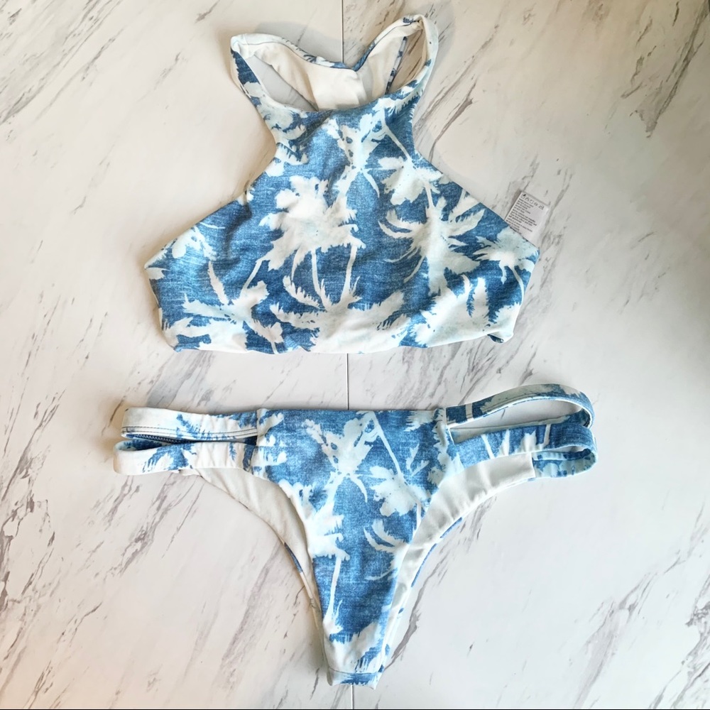 Blue Palm Tree Bikini Set Billabong
